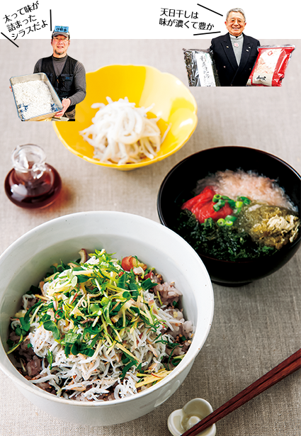薬味たっぷりシラス丼と即席吸い物