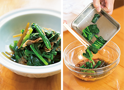 かつお節と昆布は葉野菜とあえる
